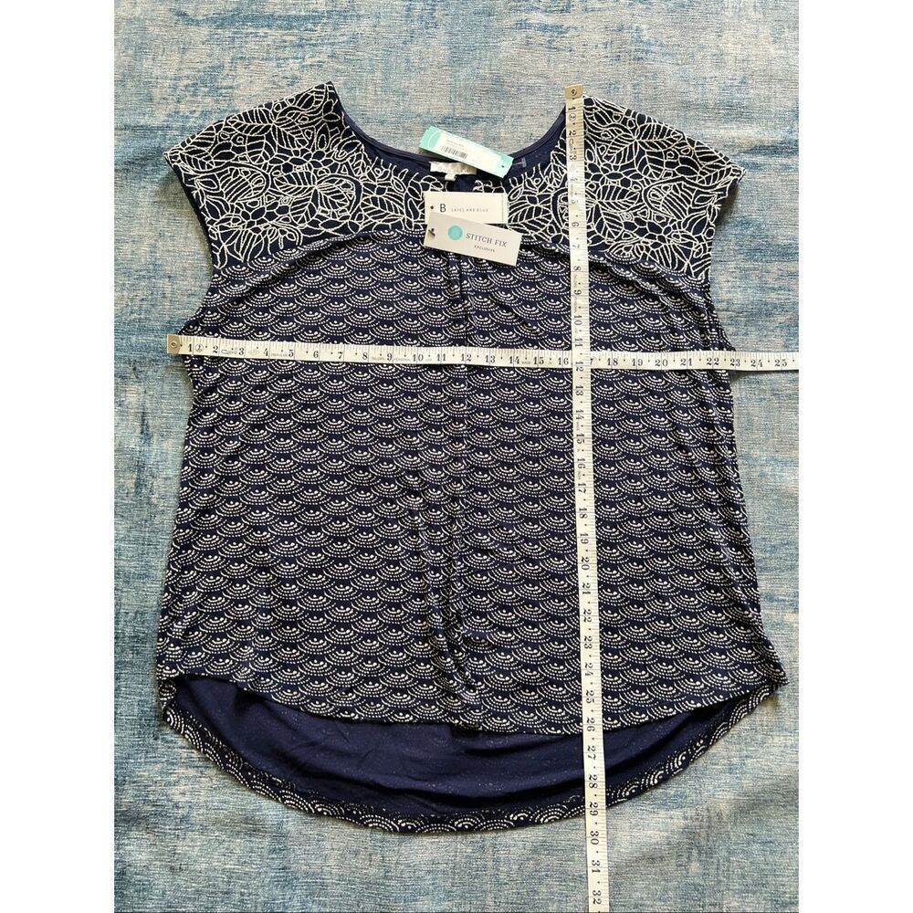NWT! Skies Are Blue Navy Delila Embroidery Neckline Knit Top 2X - Picture 6 of 6